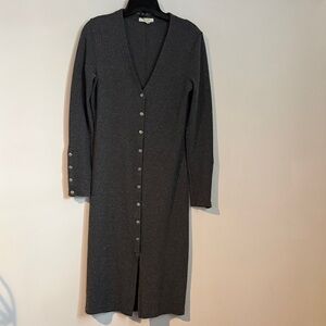 rag & bone Charcoal Button-Down Knit Midi Dress